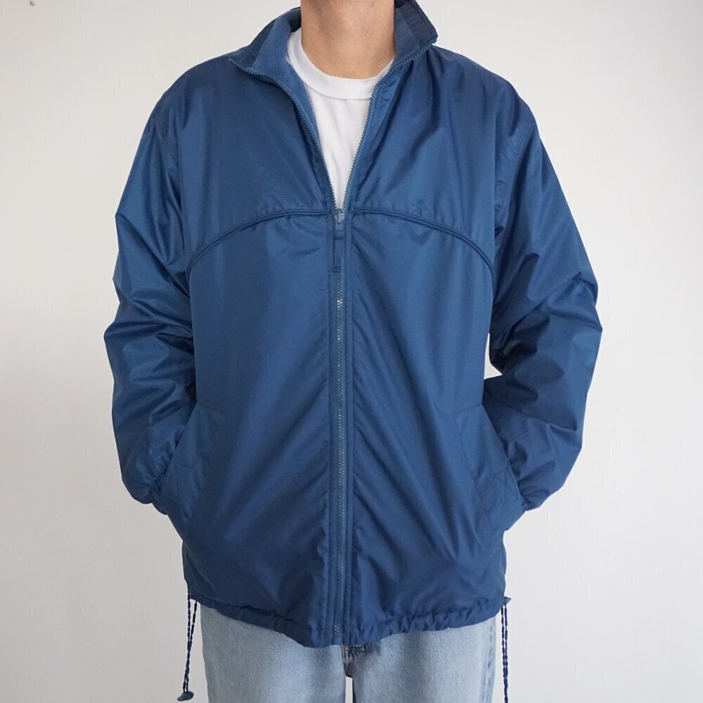 Vintage '90S Penman's Blue Nylon Fleece Lined Zip Up Bomber Jacket Small